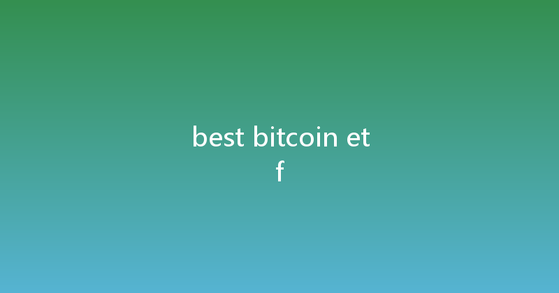 best bitcoin etf 